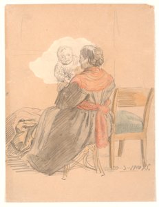 Femme Assise de Dos avec Enfant - Joakim Frederik Skovgaard