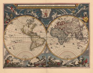 Carte du monde à double hémisphère, 1662