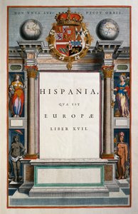 Hispania quae est Europae (Espagne), Livre XVII, page de titre Volume IX, Atlas Maior, par Joan Blaeu (1596-1673), gravure sur cuivre, 57,5x39 cm, Amsterdam