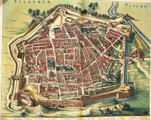Italie, Carte de Pesaro, de Theatrum civitatum et admirandorum Italiae par Joan Blaeu