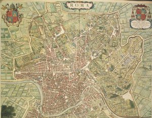 Carte de Rome, gravure de Theatrum civitatum et admirandorum Italiae par Joan Blaeu, imprimée en Italie - Joan Blaeu