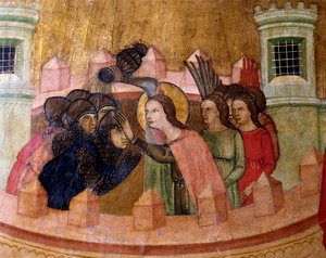 Sainte Quiteria baptise des soldats, Retable de Sainte Quiteria, vers 1346 - Joan Loert