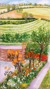 Le jardin du cottage et vue au-delà, 2000 - Joan Thewsey