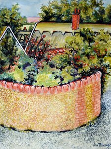 Vue à travers les toits vers les champs - Joan Thewsey