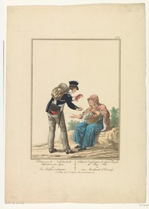 Soldat debout avec une vendeuse de homards - Joannes Bemme