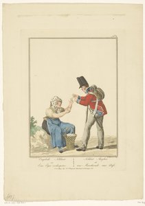 Soldat debout avec une vendeuse d