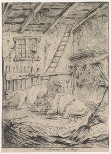 Étable avec des vaches - Joannes Bemme
