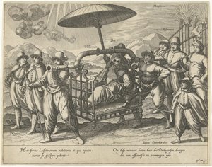 Portugais dans une chaise à porteurs
