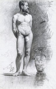 Nu masculin académique avec une urne grecque, 1883