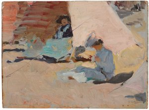La plage, Biarritz - Joaquín Sorolla