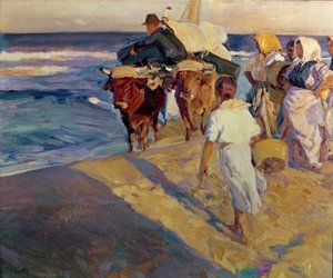 Remorquage du bateau, plage de Valence - Joaquin Sorolla y Bastida