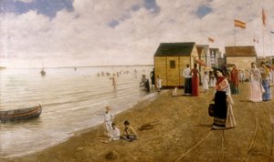 La plage de Sanlúcar de Barrameda. Peinture de Joaquin Turina Arenal (1847-1903). Collection privée.
