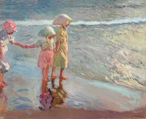 Les trois sœurs sur la plage, 1908