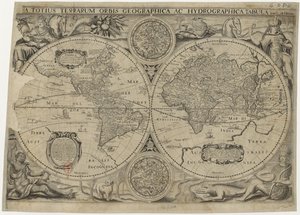 Nova totius terrarum orbis geographica ac hydrographica tabula Carte du monde, 1631 - Jodocus Hondius