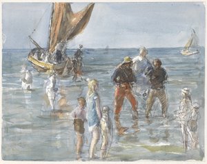 Dame portée par deux pêcheurs d
