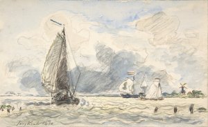 Bateaux de pêche néerlandais, Verso : croquis de bateaux - Johan Barthold Jongkind