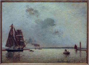 Entrée dans le port de Honfleur au lever du soleil - Johan Barthold Jongkind