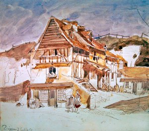 Vieilles maisons à Dieppe, Normandie, France, 1851 - Johan Barthold Jongkind