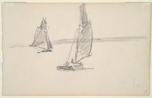 Deux bateaux de pêche sur une eau calme (recto); Deux voiliers sur une eau calme (verso)