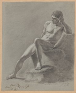Nu masculin assis, vu de face (1er prix 1807) - Johan Christiaan Willem Safft
