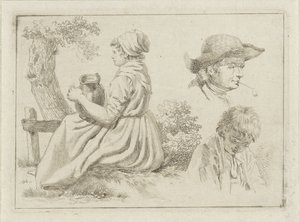 Femme assise avec une cruche, portrait d
