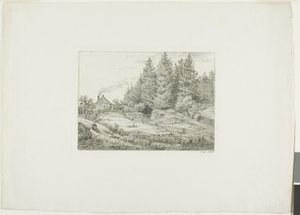 Ferme dans une forêt de conifères - Johan Christian Dahl