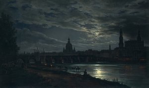 Vue de Dresde au clair de lune, 1839