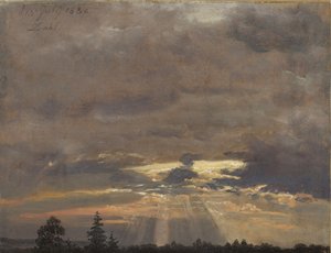 Étude des nuages avec les rayons du soleil - Johan Christian Dahl