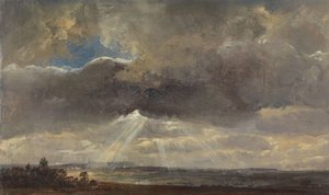 Nuages et rayons de soleil sur le Windberg près de Dresde - Johan Christian Dahl