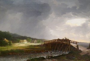 Danish : The Bridge across Tryggevælde River with a View of Køge The Bridge across Tryggevælde River with a View of Køge, Zealand - Johan Christian Dahl