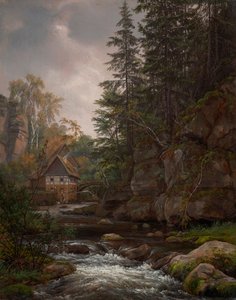 Le moulin Lochmühle dans la vallée de Liebethal - Johan Christian Dahl