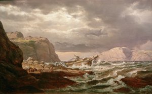 Navire échoué sur la côte norvégienne - Johan Christian Dahl