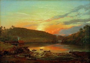 Paysage près de Skien au coucher du soleil