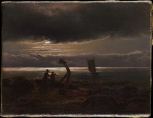 Mère et enfant au bord de la mer - Johan Christian Dahl