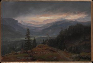 Norvégien :  Utsikt over Hallingdal View over Hallingdal - Johan Christian Dahl