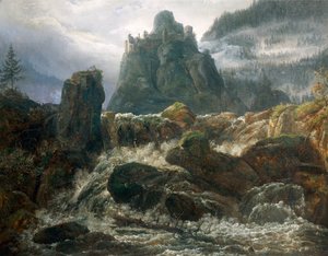 Ruines romantiques avec torrent - Johan Christian Dahl