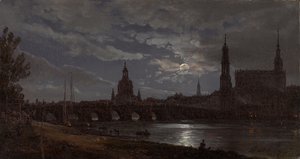 Vue de Dresde au clair de lune - Johan Christian Dahl
