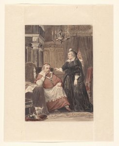 Deux personnes dans un intérieur, peut-être Marie de Médicis et le cardinal de Richelieu