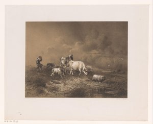 Berger avec troupeau dans une tempête - Johan Daniël Koelman