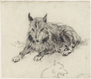 Chien de berger couché - Johan Daniël Koelman