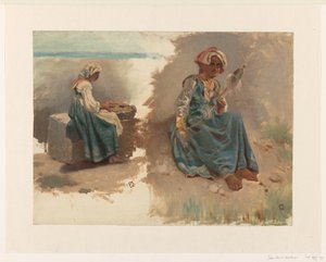Deux esquisses de femmes assises - Johan Daniël Koelman