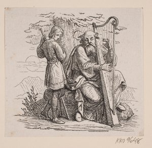 Un vieux joueur de harpe et un garçon sous un arbre - Johan Frederik Rosenstand
