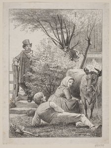 "Assis près de ta vache rouge", page de titre pour Chr. Winthus "Gravure sur Bois" - Johan Frederik Rosenstand