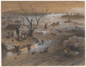 Rupture de digue à Brakel, 4 janvier 1861 - Johan Hendrik Weissenbruch (signed by artist)