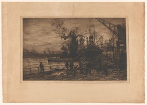 Vue du port de Rotterdam - Johan Hendrik van Mastenbroek (signed by artist)