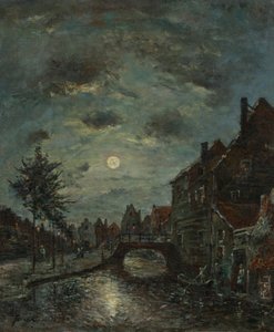 Un canal interieur a Dordrecht, Claire de Lune.