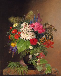 Liseron, lupins, véronique et fuchsia dans un vase, 1833