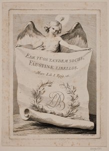Titre avec un ange tenant un grand papier