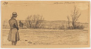 Ein Mann beobachtet eine Frau und zwei Kinder am Arresøen - Johan Thomas Lundbye