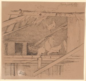 Poules dans un grenier - Johan Thomas Lundbye